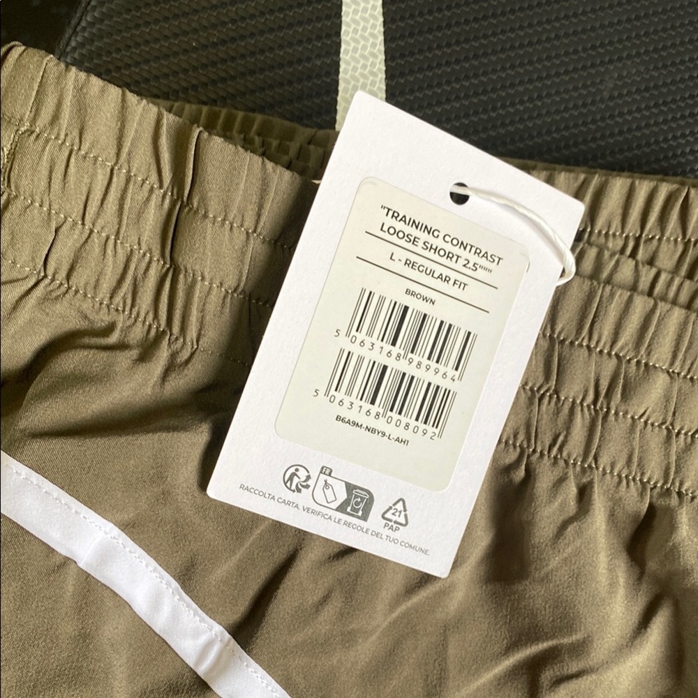 Brown Loose Fit Shorts with White Stripe